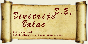 Dimitrije Balać vizit kartica